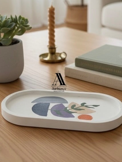 Concrete Trinket Oval Boho Art Tray